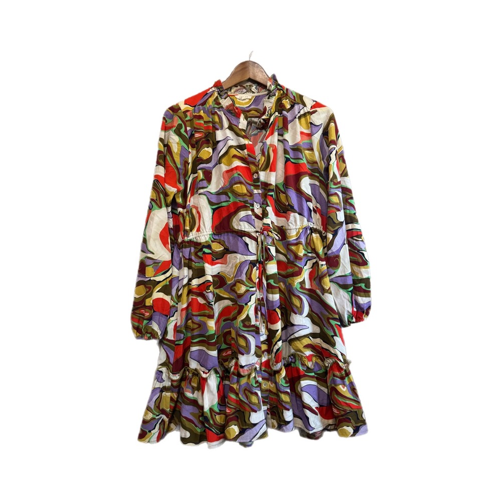 Jodifl Swirl Print Dress Womens Small Multi Color Excellent Retro Mini B9978